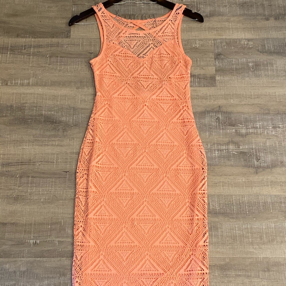 Peach color midi dress